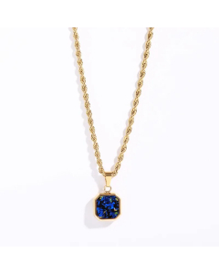 Daily Style 18K Gold Plated Opal Shell Square Pendant Hemp Flowers Chain Necklace CA07831391