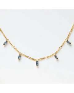 Wholesale Simple Style Rectangle Stainless Steel 18K Gold Plated Zircon Necklace