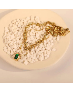 Wholesale Retro Rectangle Stainless Steel Gold Plated Zircon Layered Necklaces