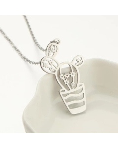Daily Style Cactus Stainless Steel Titanium Steel Gold Plated Pendant Necklace CA07831401