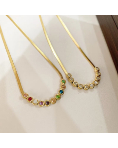 Wholesale Simple Style Round Titanium Steel Zircon Necklace