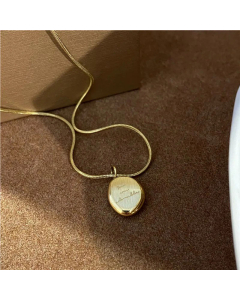 Minimalism Daily Style Lettering Geometric Titanium Steel Pendant Necklace CA07831403
