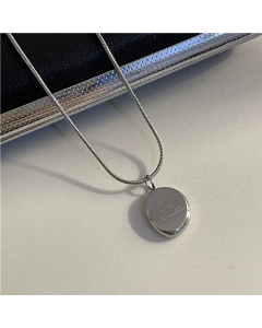 Daily Style Lettering Geometric Titanium Steel Pendant Necklace CA07831403