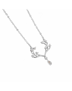 Wholesale Sweet Simple Style Star Moon Heart Shape Titanium Steel Artificial Pearls Zircon Pendant Necklace