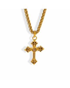Casual Cross Zircon Pendant Stainless Steel Titanium Steel Necklace Colorza Jewelry CA07831408