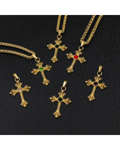 Casual Cross Zircon Pendant Stainless Steel Titanium Steel Necklace Colorza Jewelry CA07831408