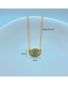 Modern Style Devil's Eye Titanium Steel Artificial Gemstones Pendant Necklace CA07831412