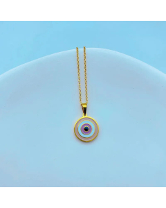Casual Enamel Round Devil's Eye Pendent Titanium Steel Necklace CA07831416