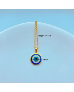 Enamel Round Devil's Eye Pendent Titanium Steel Necklace CA07831416