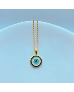 Wholesale Enamel Round Devil's Eye Pendent Titanium Steel Necklace CA07831416
