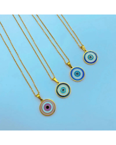 Casual Enamel Round Devil's Eye Pendent Titanium Steel Necklace CA07831416