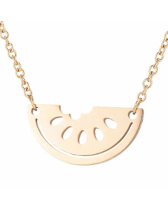 Hollow Out Watermelon Pendant Stainless Steel Titanium Steel Gold Plated Necklace CA07831417