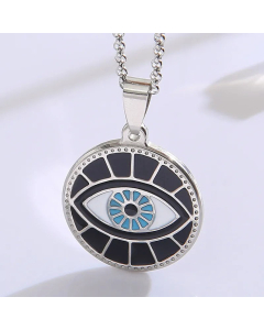 Vintage Devil's Eye Stainless Steel Titanium Steel Gold Plated Pendant Necklace CA07831420