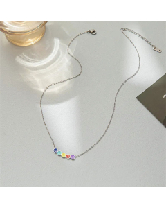 Minimalism Enamel Colorful Smiley Face Titanium Steel Pendant Necklace CA07831421