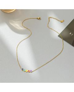 Sweet Minimalism Cute Enamel Colorful Smiley Face Titanium Steel Pendant Necklace CA07831421