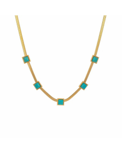 Wholesale Retro Simple Style Square Titanium Steel Turquoise Necklace