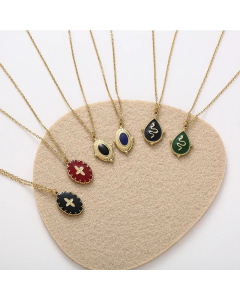 Retro Water Drop Serpentine Dripping Oval Cross Snake Stainless Steel Pendant Necklace CA07831423