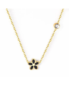 Wholesale Pastoral Minimalism Sweet Flower Pedent Stainless Steel Zircon Necklace CA07831424-Gold Color-01
