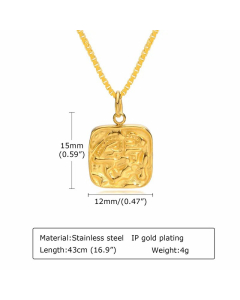 Wholesale Vintage Style Geometric Stainless Steel 18K Gold Plated Pendant Necklace