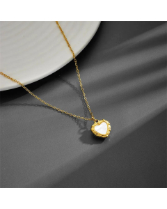 Wholesale Sweet Heart Shape Stainless Steel 18K Gold Plated Shell Pendant Necklace