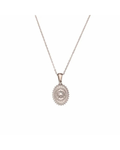 Minimalism Oval Flower Pendant Stainless Steel 18K Gold Plated Necklace CA07831435