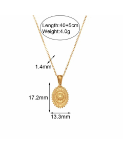 Wholesale Minimalism Oval Flower Pendant Stainless Steel 18K Gold Plated Necklace CA07831435