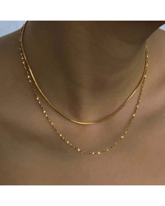Wholesale Plain Solid Color Basic Chain Titanium Steel 18K Gold Plated Necklace CA07831440