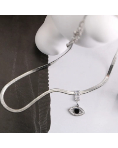 Retro Zircon Inlaid Devil's Eye Titanium Steel Pendant Necklace CA07831442