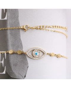 Wholesale Simple Style Eye Titanium Steel Zircon Pendant Necklace