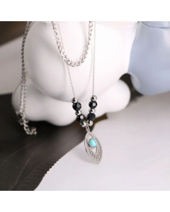 Vacation Eye Titanium Steel Turquoise Layered Necklaces Wholesale CA07831447