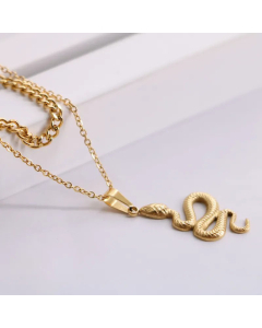 Wholesale Retro Snake Titanium Steel Layered Necklaces