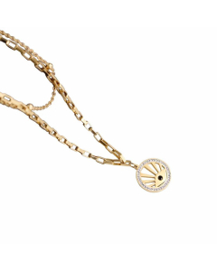 Wholesale Retro Round Devil'S Eye Titanium Steel Rhinestones Pendant Necklace