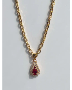 Wholesale Light Luxury Shiny Water Droplets Titanium Steel Zircon Pendant Necklace CA07831454
