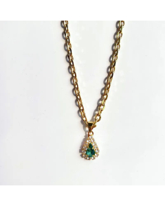 Light Luxury Shiny Water Droplets Titanium Steel Zircon Pendant Necklace CA07831454