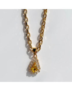 Classic Style Water Droplets Titanium Steel Zircon Pendant Necklace CA07831454