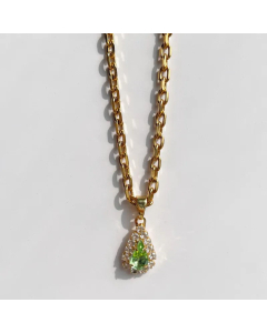 Super Shiny Water Droplets Titanium Steel Zircon Pendant Necklace CA07831454