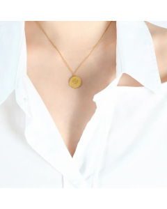 Wholesale Minimalism Daily Style Round Daisy Titanium Steel 18K Gold Plated Pendant Necklace CA07831458