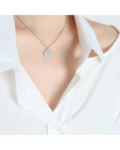 Minimalism Daily Style Round Daisy Titanium Steel 18K Gold Plated Pendant Necklace CA07831458