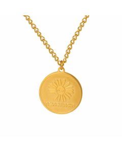 Wholesale Minimalism Daily Style Round Daisy Titanium Steel 18K Gold Plated Pendant Necklace CA07831458