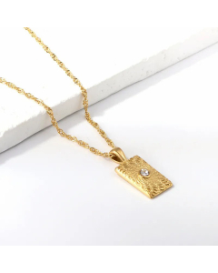 Wholesale Zircon Inlaid Square Devil's Eye Stainless Steel Pendant Necklace CA07831460