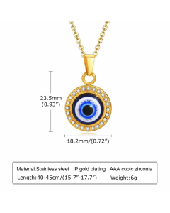 Wholesale Simple Style Devil'S Eye Stainless Steel Zircon Pendant Necklace