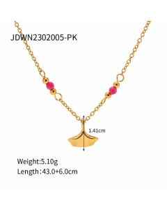 Wholesale INS Style Simple Style Classic Style Leaves Stainless Steel 18K Gold Plated Necklace