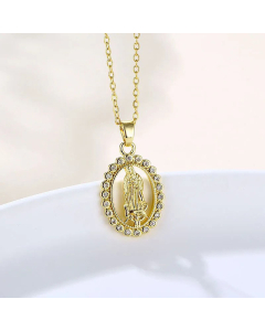 Wholesale Zircon Inlaid Human Faith Stainless Steel Titanium Steel 18K Gold Plated Pendant Necklace CA07831466