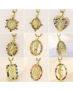 Wholesale Zircon Inlaid Human Faith Stainless Steel Titanium Steel 18K Gold Plated Pendant Necklace CA07831466