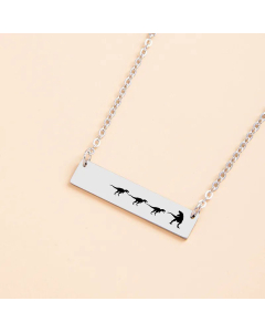 Wholesale Casual Minimalism Dinosaur Square Stainless Steel Pendant Necklace CA07831467
