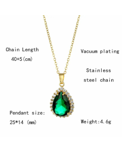 Wholesale Artistic Water Droplets Stainless Steel Titanium Steel 18K Gold Plated Gold Plated Zircon Pendant Necklace