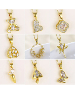 Wholesale Cute Radish Mushroom Wine Glass Titanium Steel 18K Gold Plated Zircon Pendant Necklace CA07831475