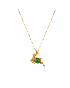 Wholesale Korean Style Elk Stainless Steel Titanium Steel 18K Gold Plated Gold Plated Artificial Gemstones Zircon Pendant Necklace