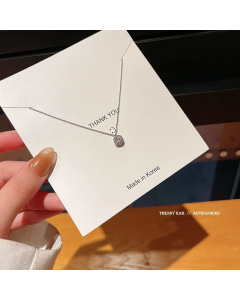 Wholesale Simple Style Round Titanium Steel Zircon Pendant Necklace