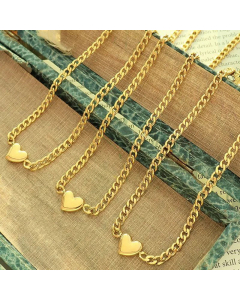 Wholesale Minimalism Daily Style Non-Fading Heart Shape Titanium Steel 18K Gold Plated Pendant Necklace CA07831491